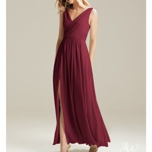 Dressy Collection Sleeveless Draped Chiffon Maxi Dress with Front Slit Size 6